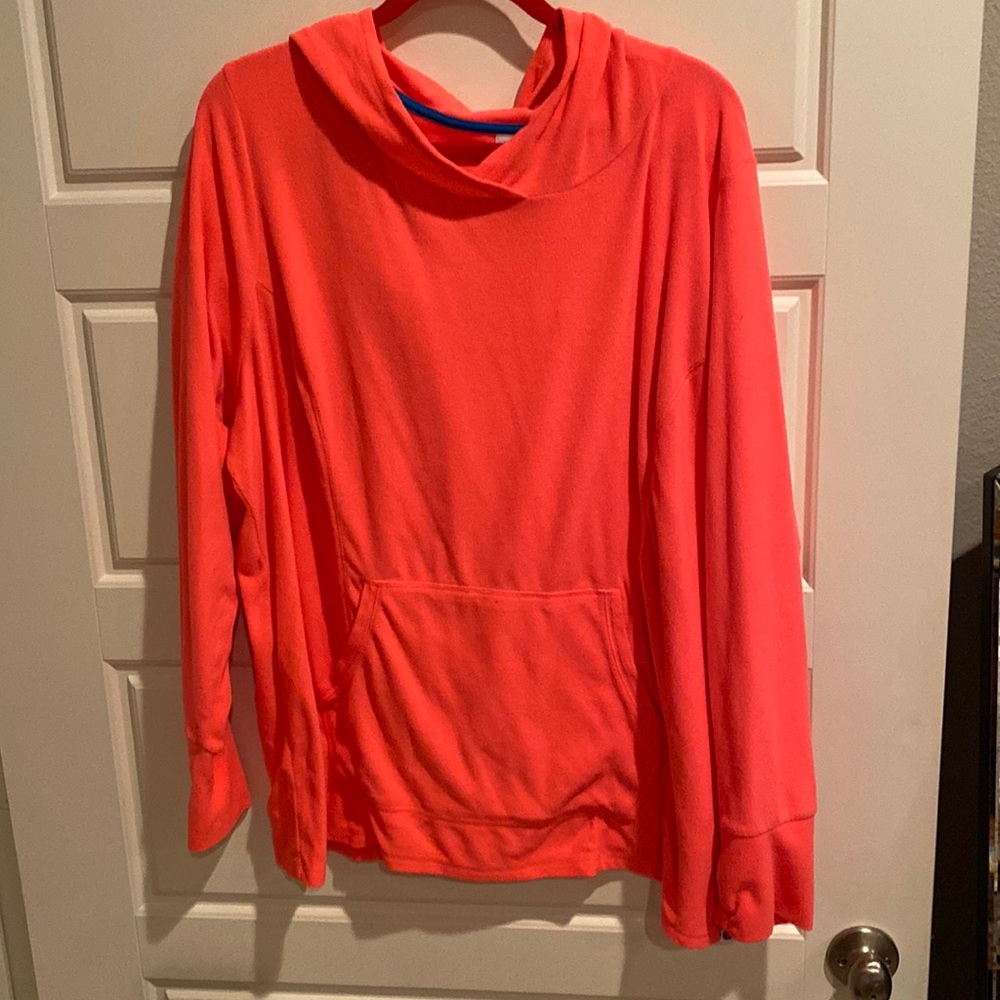 EUC Lane Bryant Livi Active fleece hoodie bright pink orange 26/28